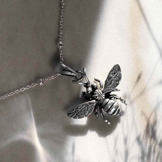 MB218_Sterling Silver Oxidised Honey Bee Necklace_3 new