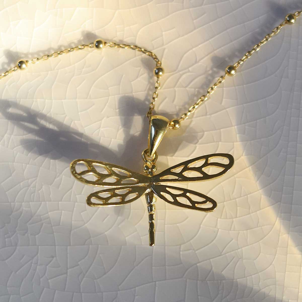Gold Plated Sterling Silver Dragonfly Necklace