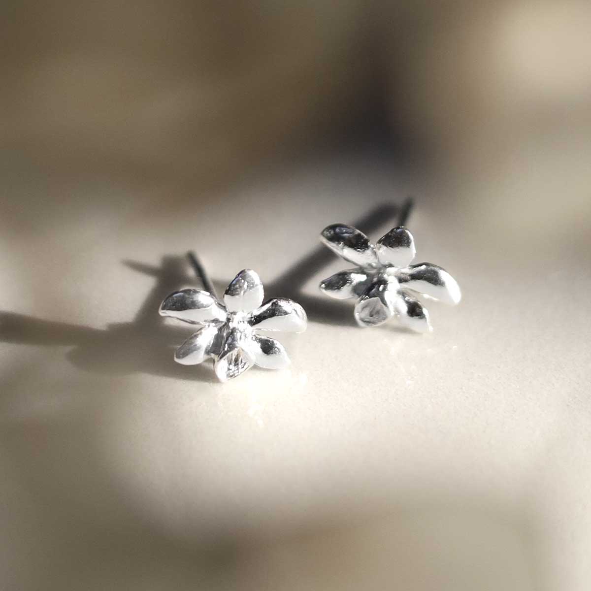 Sterling Silver Daffodil Stud Earrings