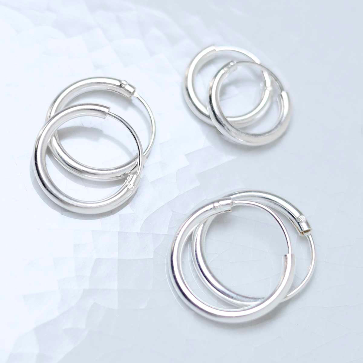 Sterling Silver Set of Three Different Sized Hoop Earrings / 1.8mm thick / 12mm, 14mm and 16mm sleepers / super saver hoop pack