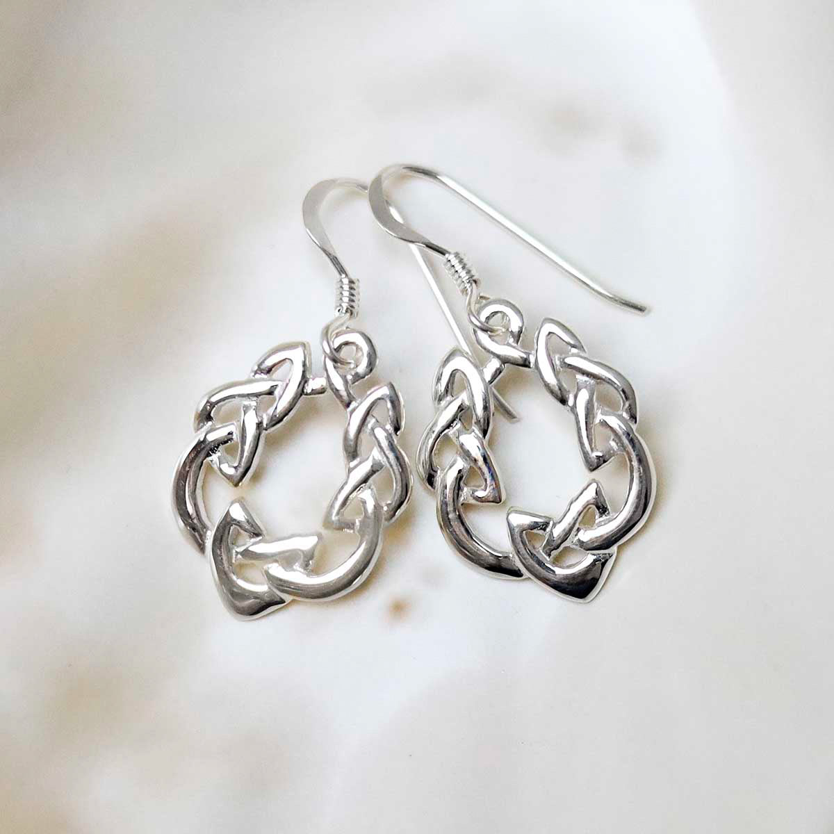 Sterling Silver Celtic Love Loop Dangly Earrings