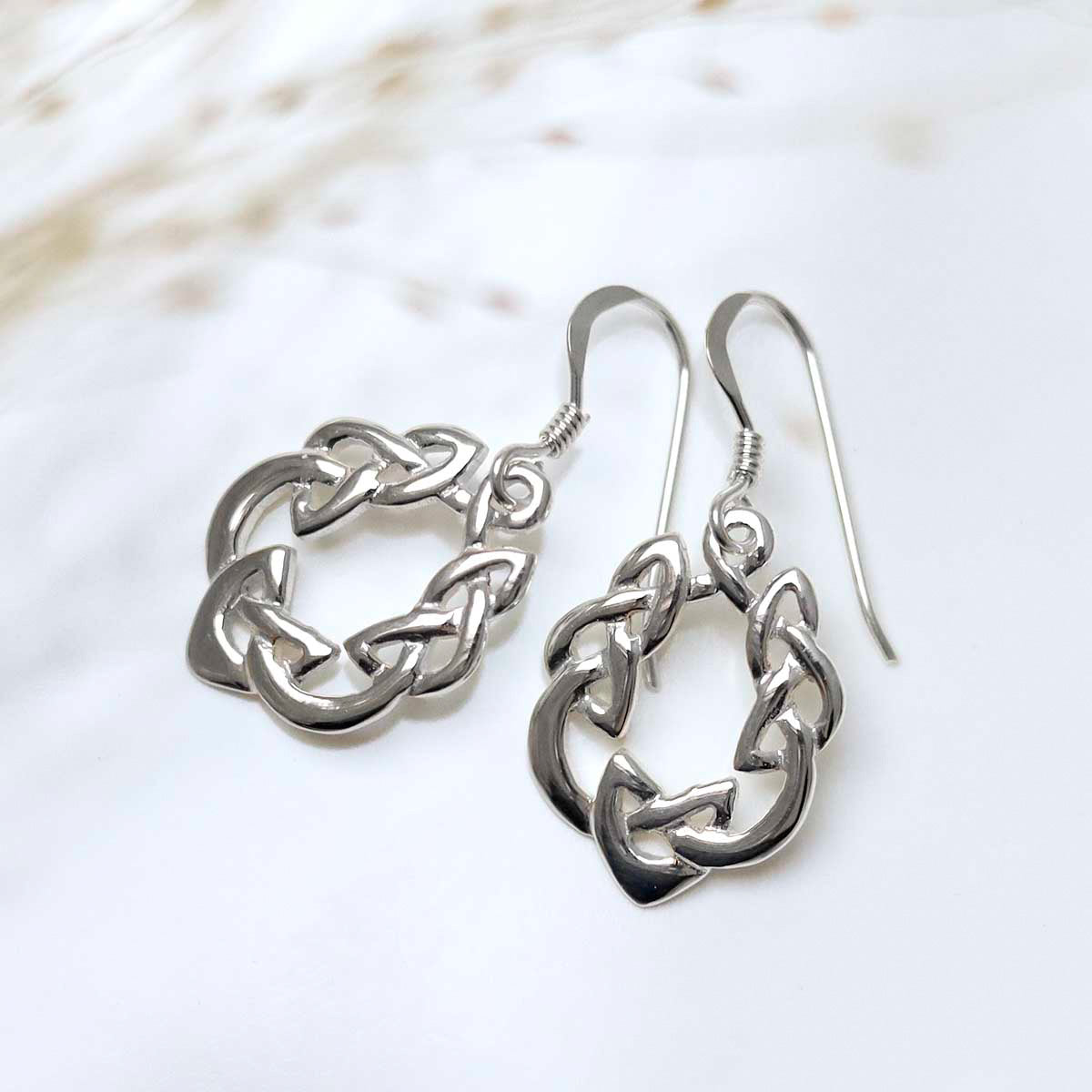 Sterling Silver Celtic Love Loop Dangly Earrings
