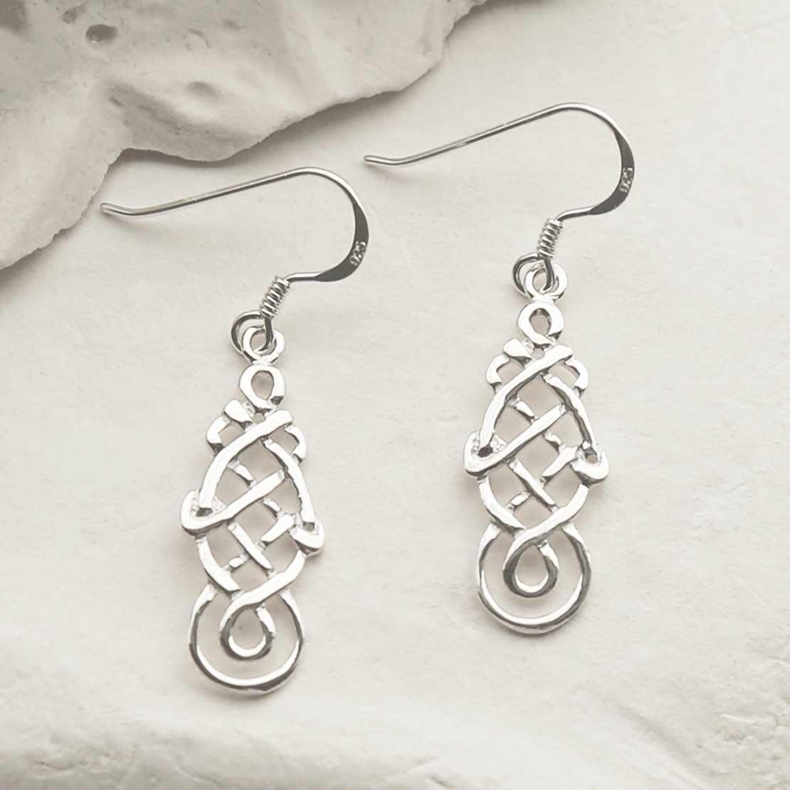 Sterling Silver Celtic Coventina Dangly Earrings