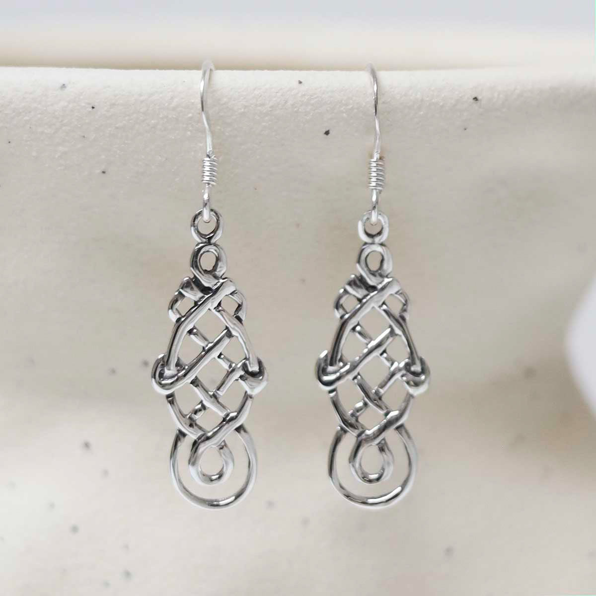 Sterling Silver Celtic Coventina Dangly Earrings