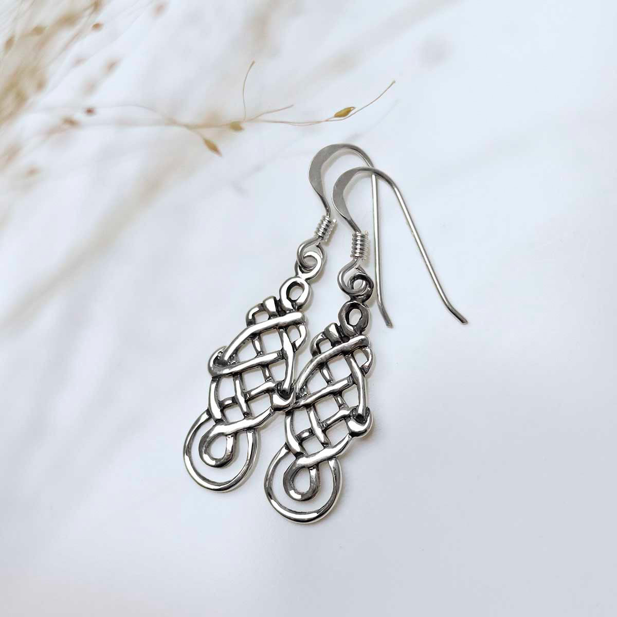 Sterling Silver Celtic Coventina Dangly Earrings