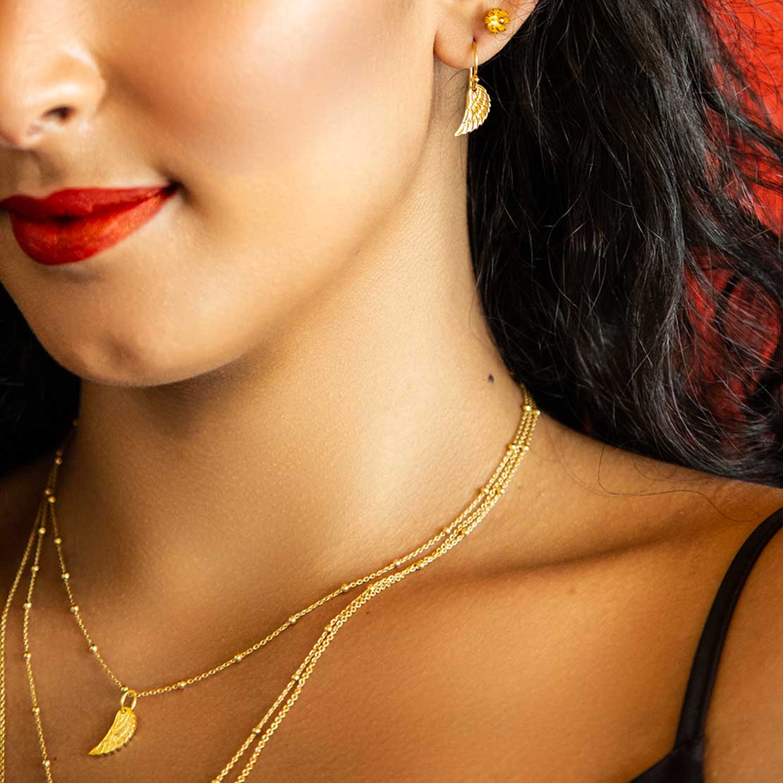 Gold Plated Sterling Silver Angel Wing Necklace