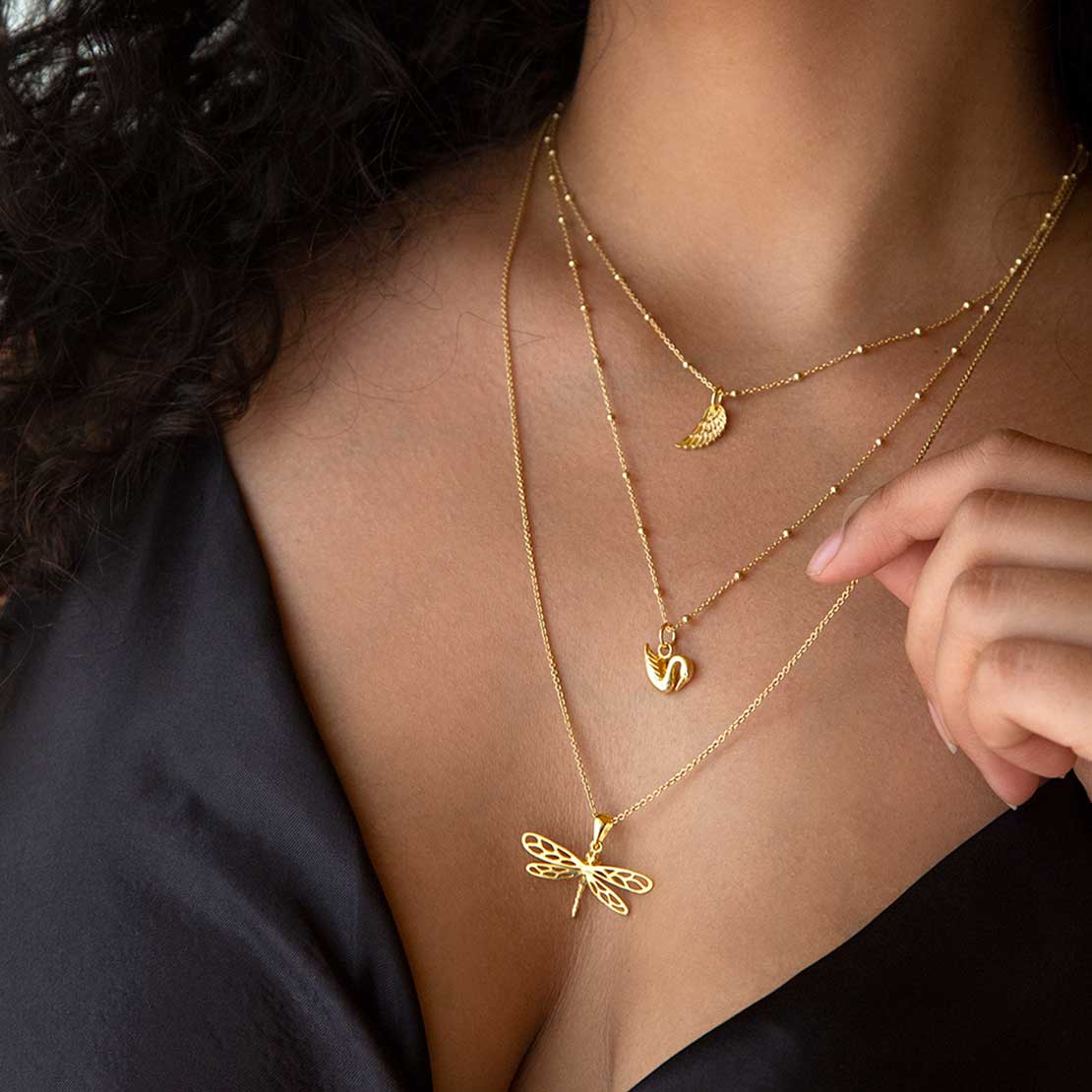 Gold Plated Sterling Silver Dragonfly Necklace