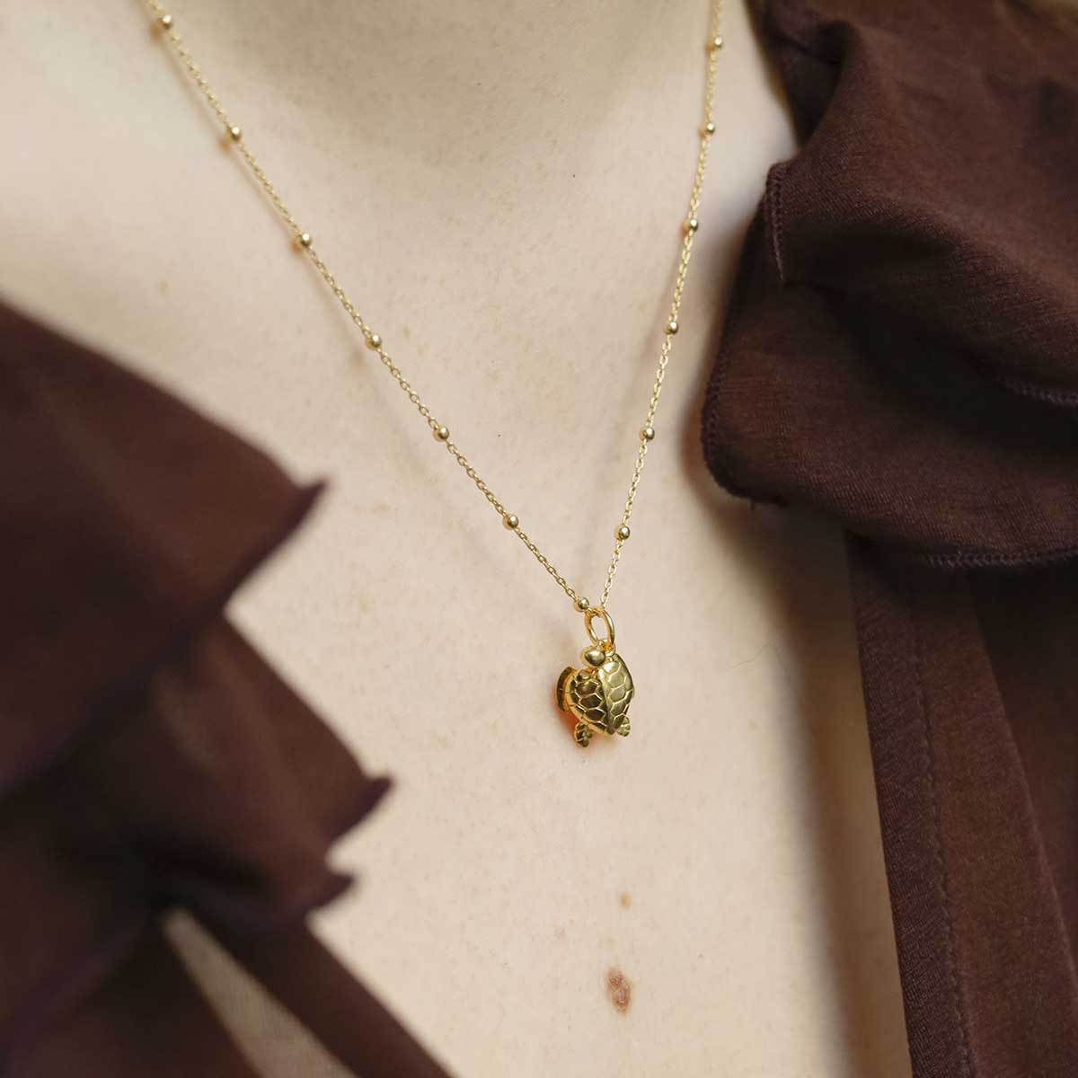 Gold Plated Sterling Silver Turtle Necklace