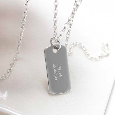 MC208L_Sterling Silver Solid Dog Tag Necklace_Engraved 2