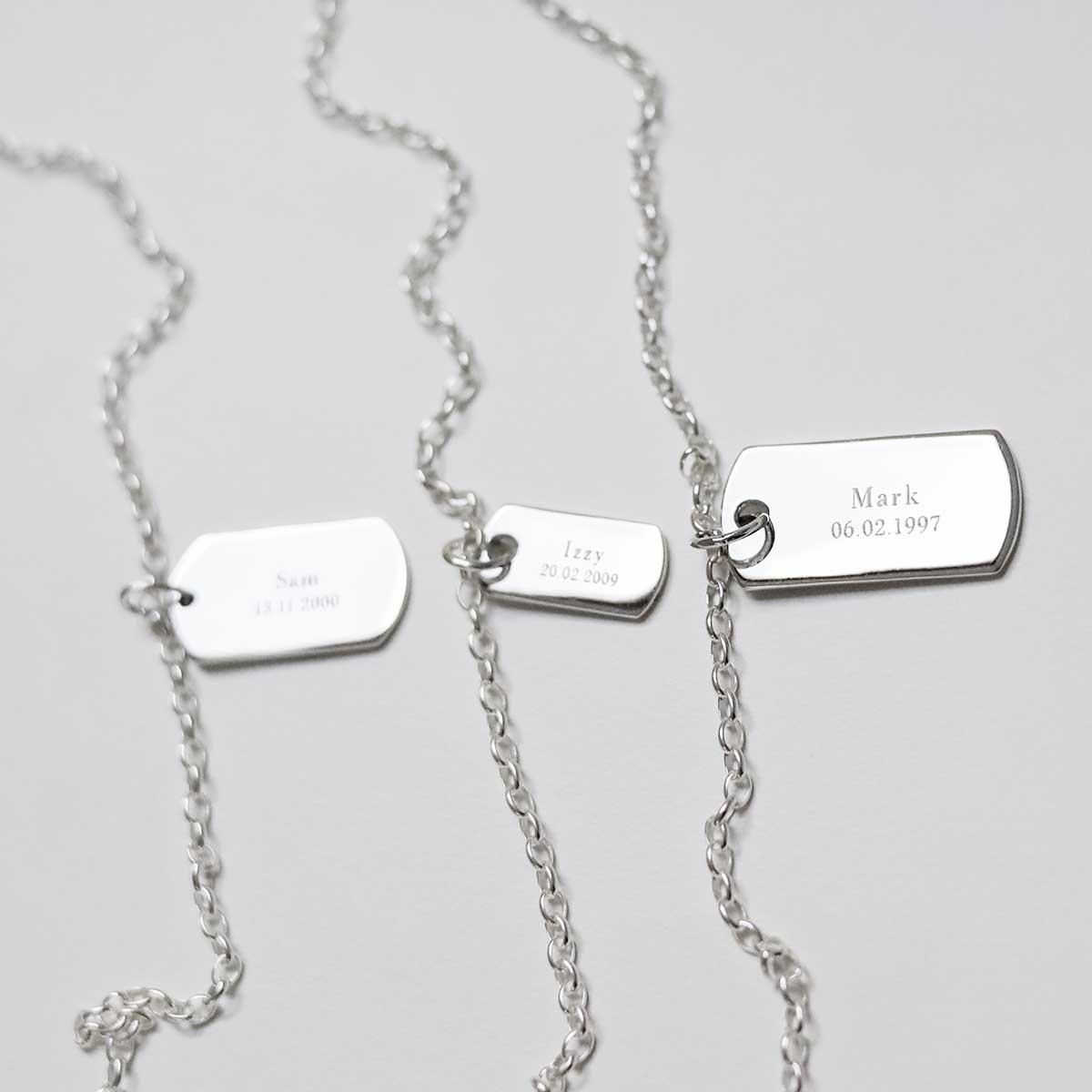 Sterling Silver Medium Solid Dog Tag Necklace