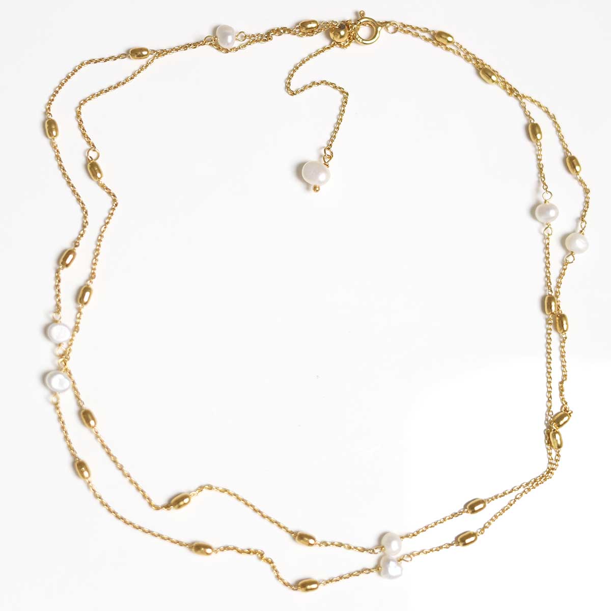 Sterling Silver Gold Plated Pearl Necklace / Bracelet