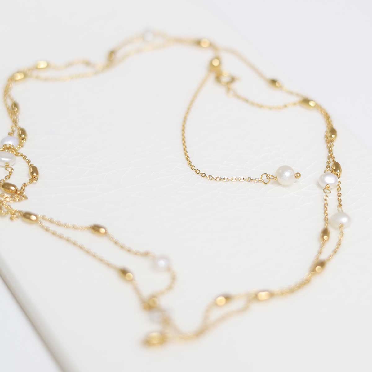 Sterling Silver Gold Plated Pearl Necklace / Bracelet