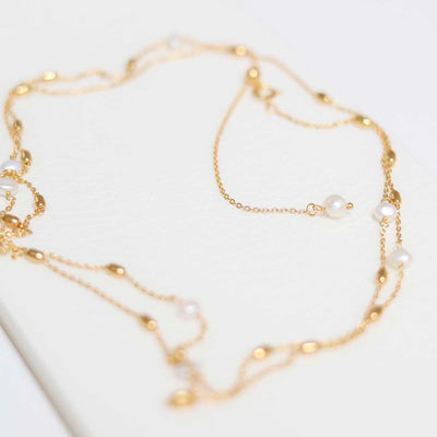 MT01_Sterling Silver Gold Plated Pearl Necklace:Bracelet_2