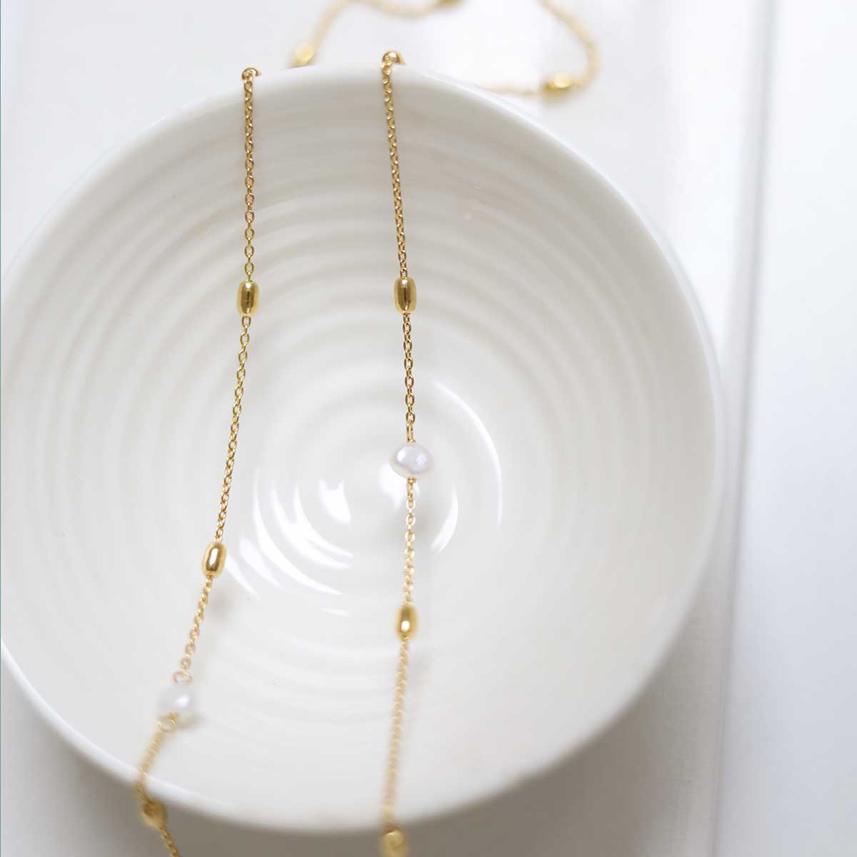 Sterling Silver Gold Plated Pearl Necklace / Bracelet