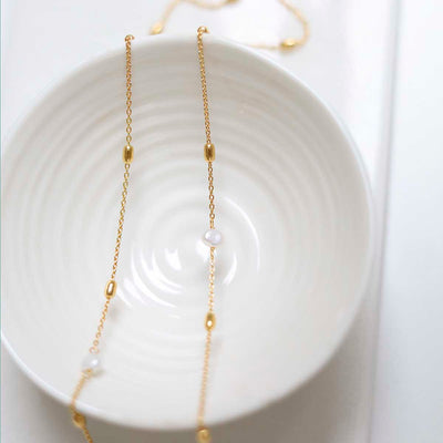 MT01_Sterling Silver Gold Plated Pearl Necklace:Bracelet_1