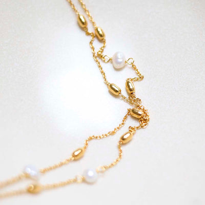 MT01_Sterling Silver Gold Plated Pearl Necklace:Bracelet_3