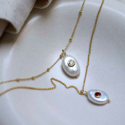 MM03_MM04_Sterling Silver Gold Plated Pearl and Gem Necklace_Group