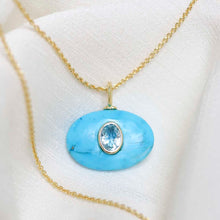 MM06_Sterling Silver Gold Plated Turquoise and Blue Topaz Stone Set Gem Necklace_Trace 1