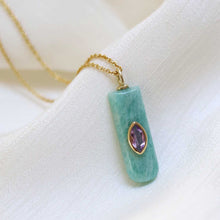 MM08_Sterling Silver Gold Plated Amazonite and Amethyst Stone Set Gem Necklace_trace_1