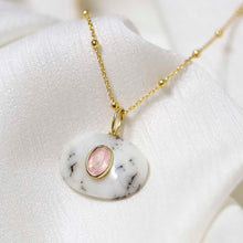 MM11_Sterling Silver Gold Plated Dendritic Agate and Rose Quartz Stone Set Gem Necklace_Satellite 1