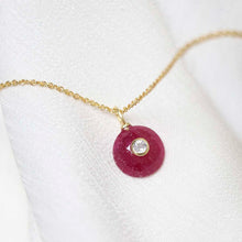 MM12_Sterling Silver Gold Plated Ruby and Blue Topaz Round Stone Set Gem Necklace_trace 1