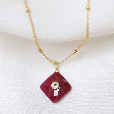 MM13_Sterling Silver Gold Plated Ruby and Blue Topaz Stone Set Gem Necklace_Satellite 1