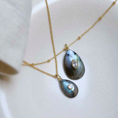 MM14_MM15_Sterling Silver Gold Plated Small Teardrop Labradorite Set Gem Necklace_Group