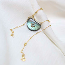 MM16_Sterling Silver Gold Plated Half Oval Labradorite and Blue Topaz Stone Set Gem Satellite 3