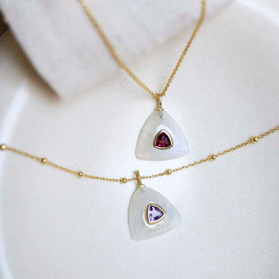MM20_MM22_Sterling Silver Gold Plated Moonstone and Set Gem Necklace_Group