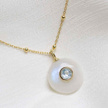 MM21_Sterling Silver Gold Plated Moonstone and Blue Topaz Stone Set Gem Necklace_satellite 1