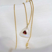 MM22_Sterling Silver Gold Plated Moonstone and Garnet Stone Set Gem Necklace_trace 1