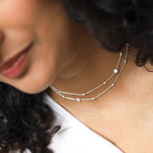 MT05_Sterling Silver Pearl Necklace:Bracelet_model