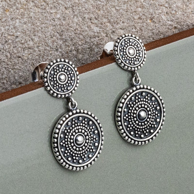 ML701 Sterling Silver Oxidised Double Marrakech Studs 2