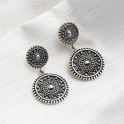ML701 Sterling Silver Oxidised Double Marrakech Studs