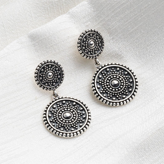 ML701 Sterling Silver Oxidised Double Marrakech Studs