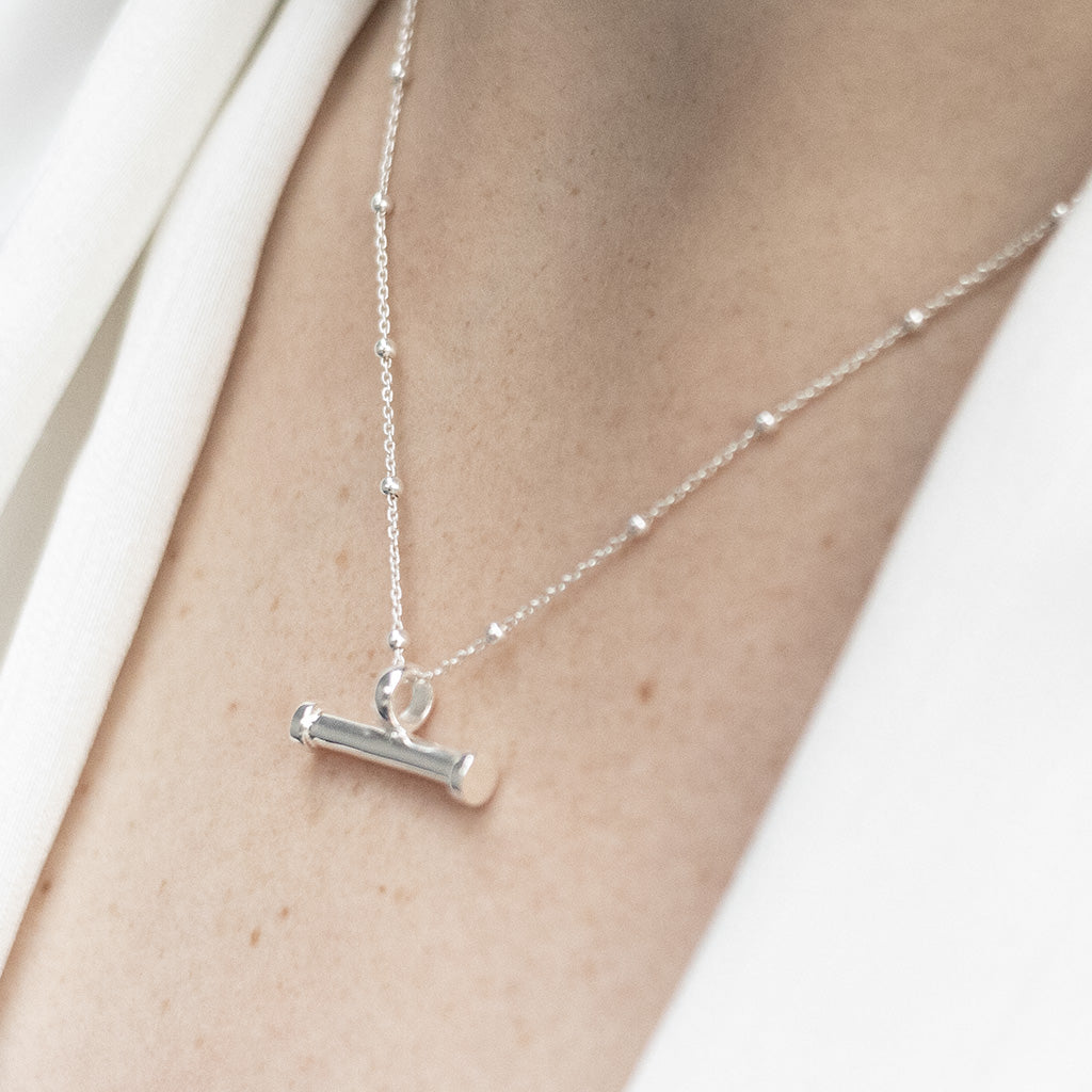 Sterling Silver T Bar Necklace