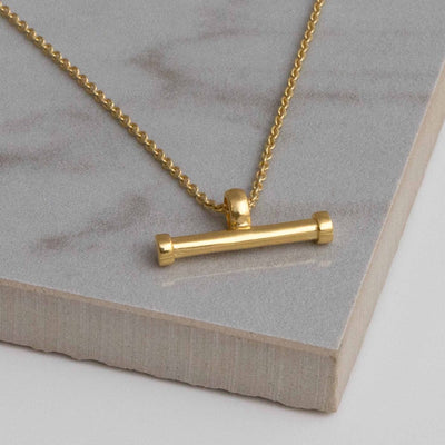 MZB148G Sterling Silver Gold Plated T Bar Necklace