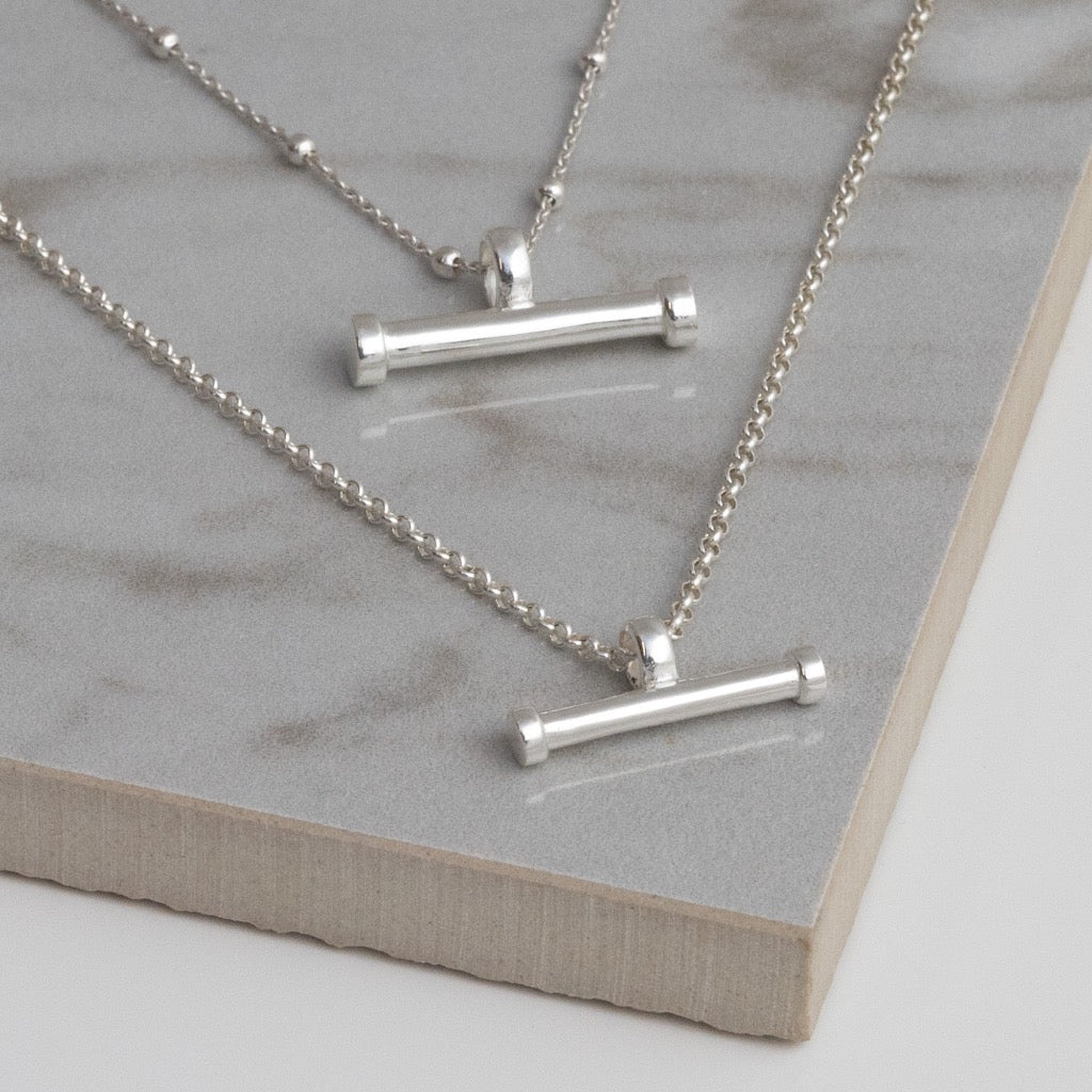 Sterling Silver T Bar Necklace