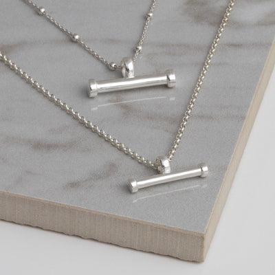 MZB148S + MZB148S Sterling Silver T Bar Necklace