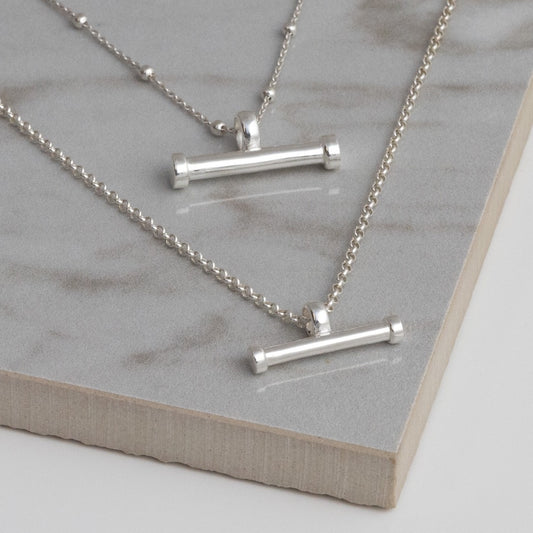 MZB148S + MZB148S Sterling Silver T Bar Necklace