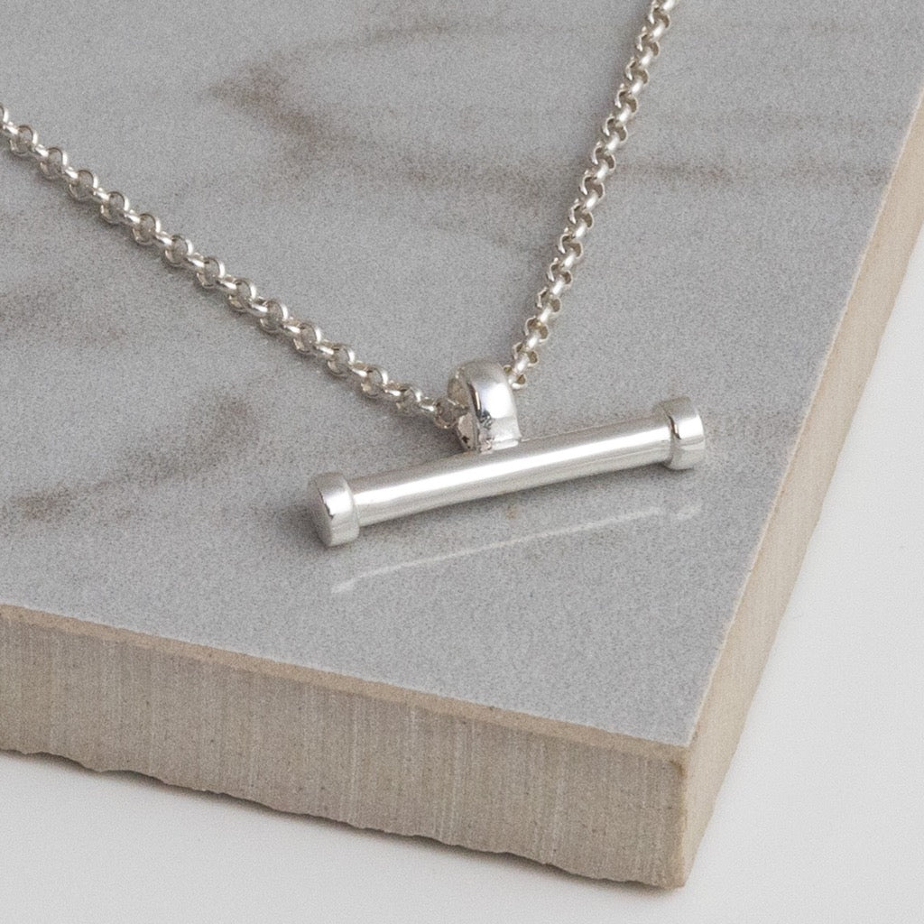 Sterling Silver T Bar Necklace