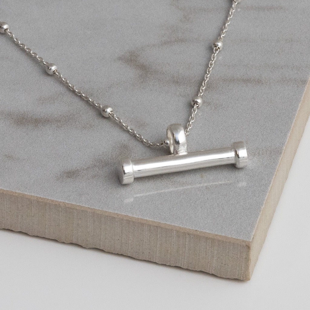 Sterling Silver T Bar Necklace