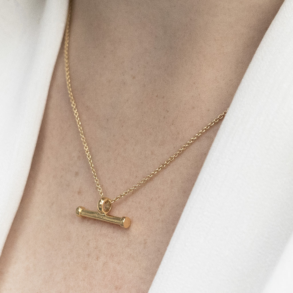Sterling Silver Gold Plated T Bar Necklace