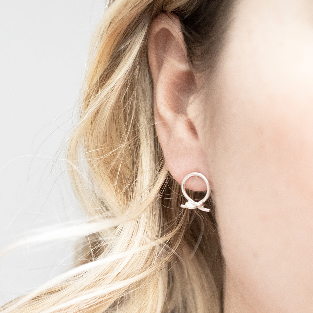 Sterling Silver Circle Knot Studs