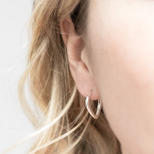 ML703 Sterling Silver Pear Hoops Model shot