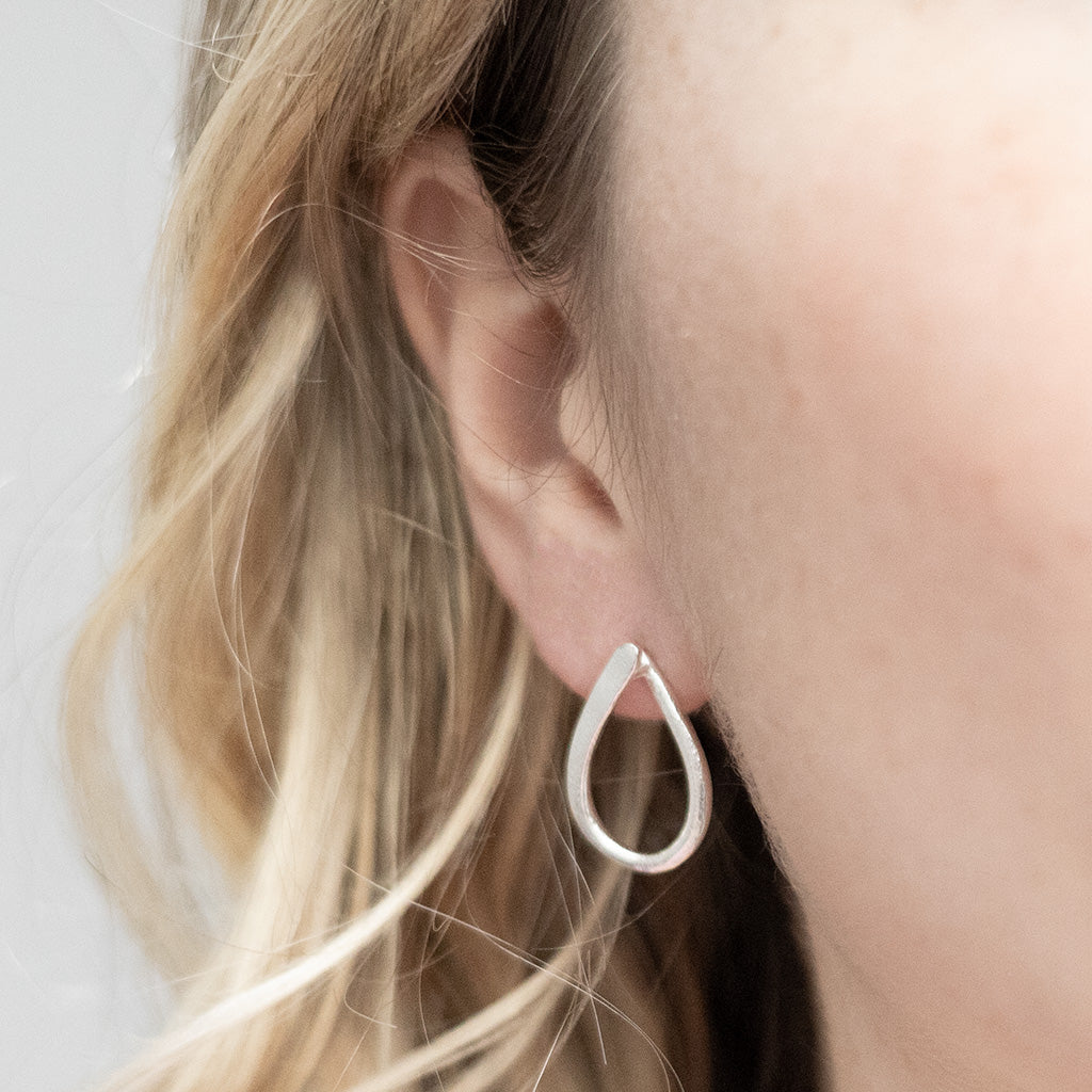 Sterling Silver Ribbon Loop Studs