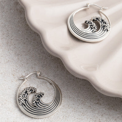ML715E Sterling Silver Great Wave Hoops 3