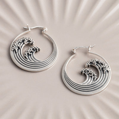 ML715E Sterling Silver Great Wave Hoops 2