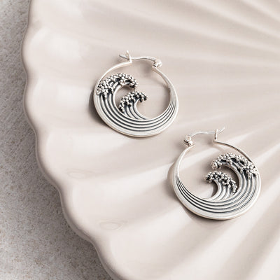 ML715E Sterling Silver Great Wave Hoops