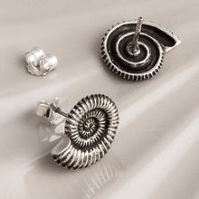 MW08 Sterling Silver Oxidised Fossil Studs 2